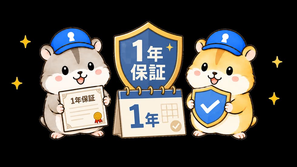 1年保証を案内するハムスターのイラスト