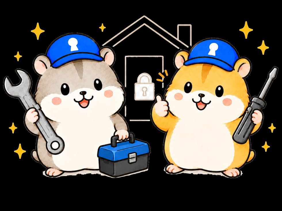 工具を持つスタッフのハムスターイラスト